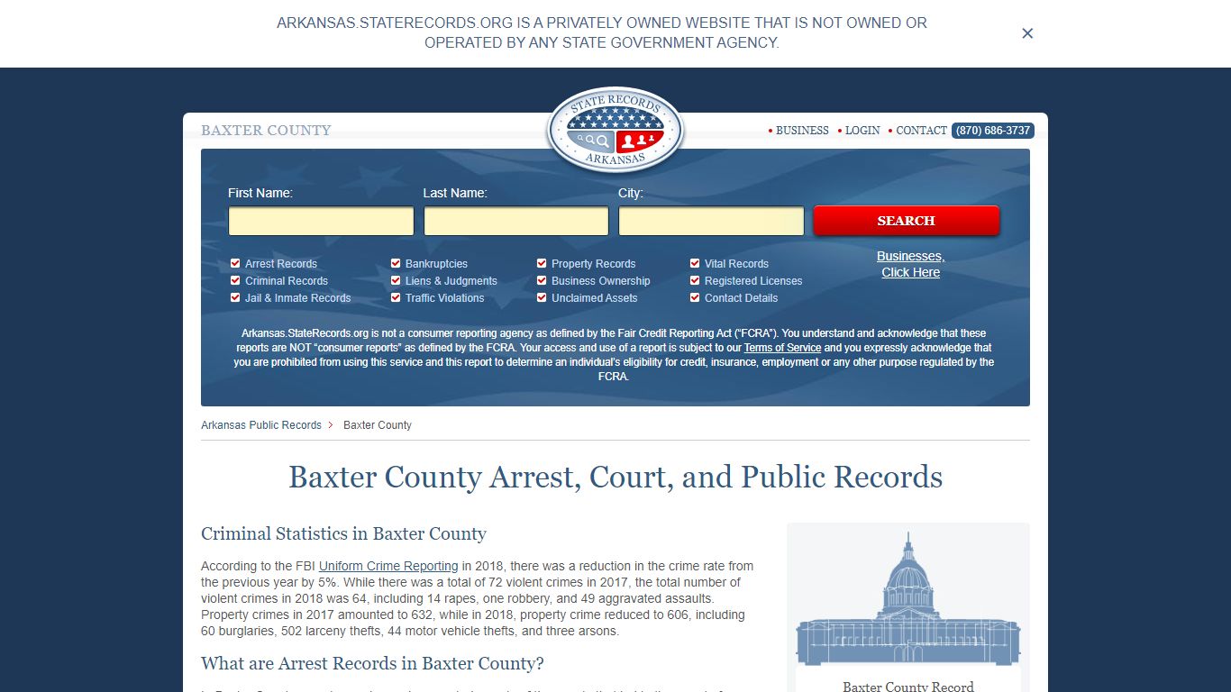 Baxter County Arrest, Court, and Public Records