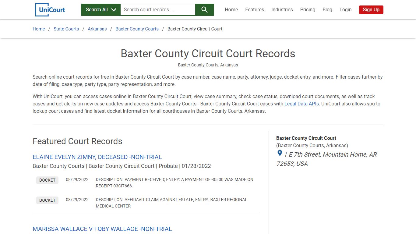 Baxter County Circuit Court Records | Baxter | UniCourt