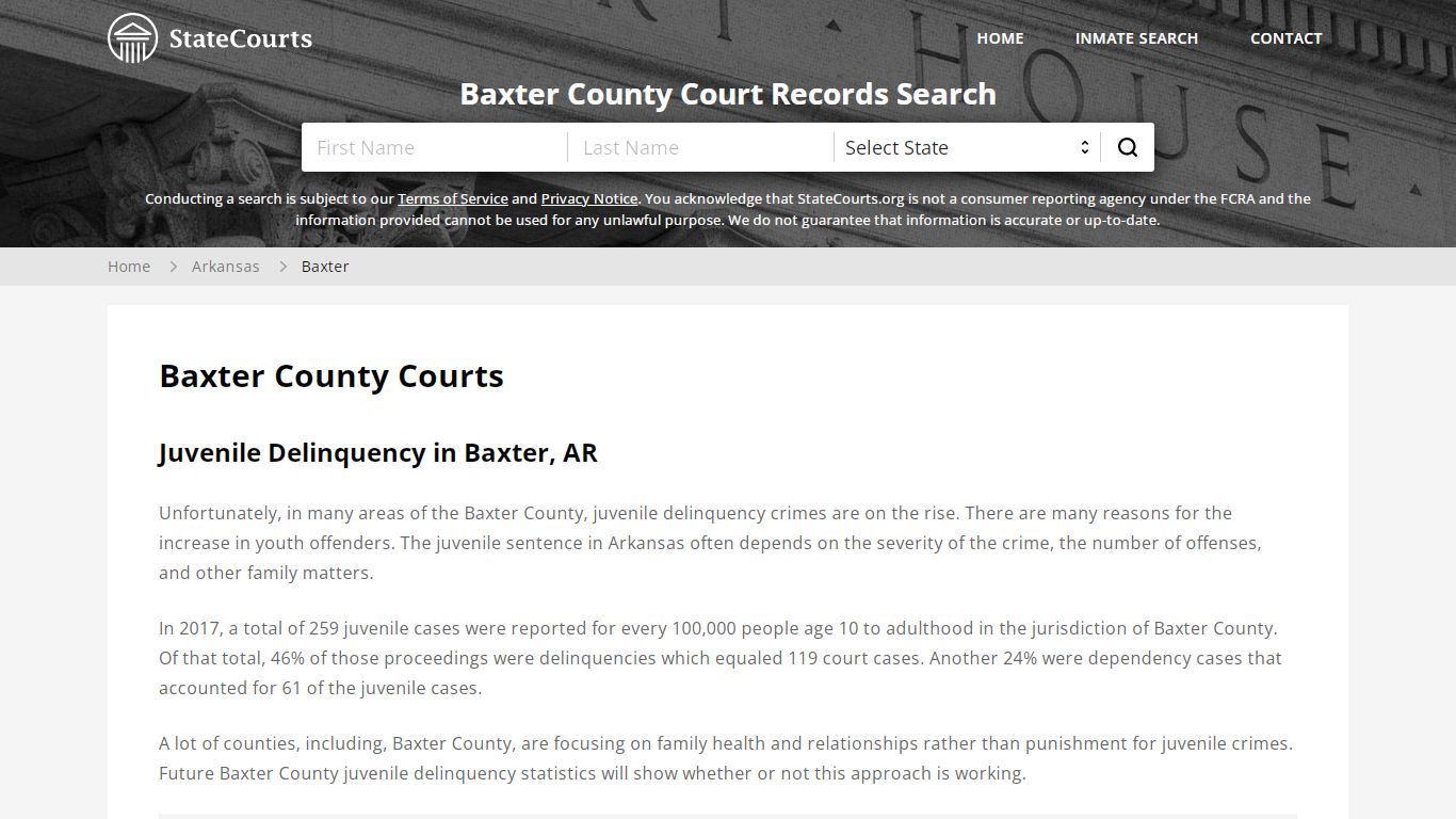 Baxter County, AR Courts - Records & Cases - StateCourts