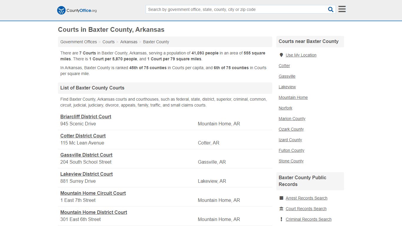 Courts - Baxter County, AR (Court Records & Calendars)
